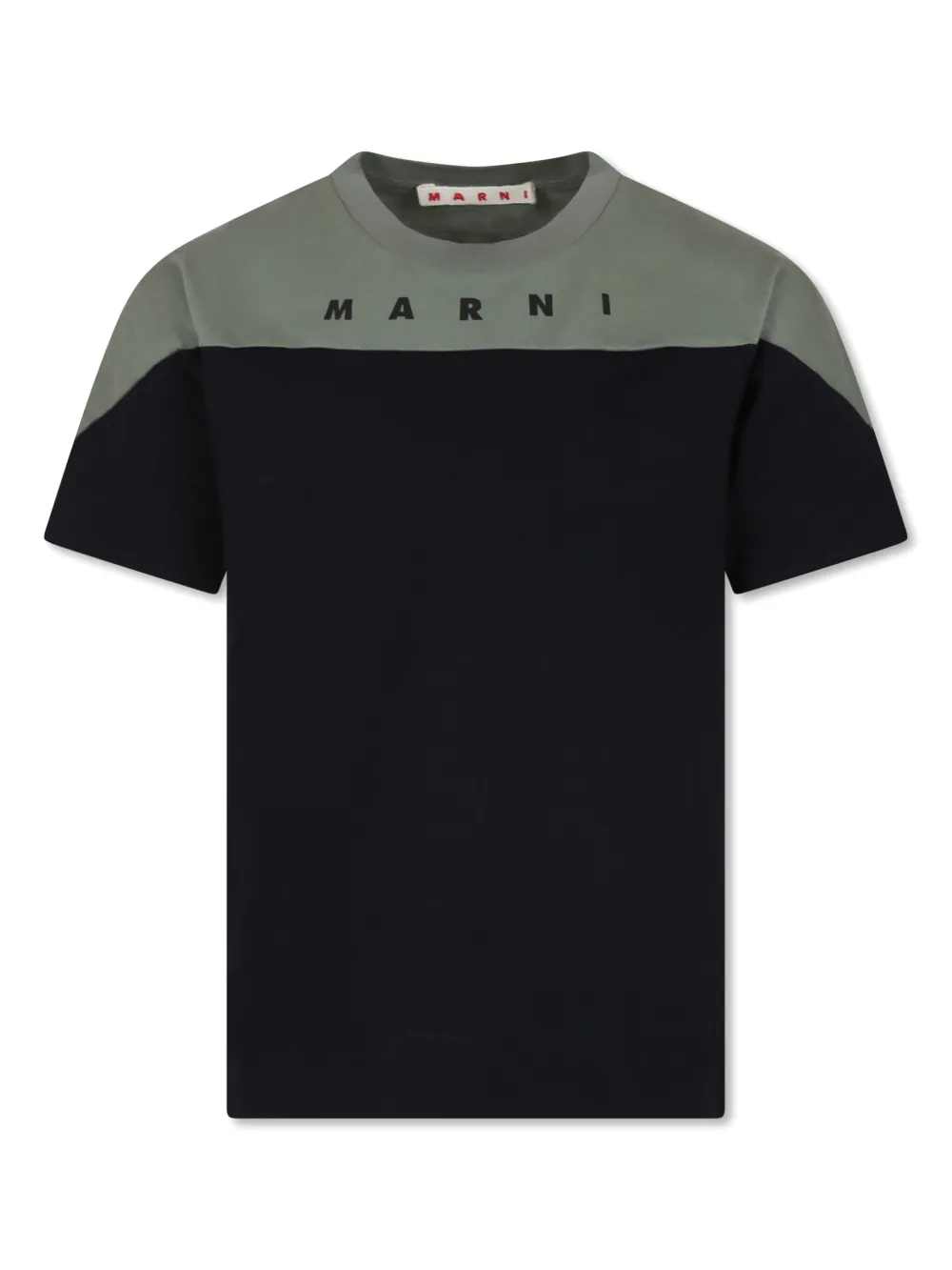 Marni Logo-print Two-tone T-shirt In Black