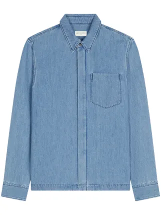 DRIES VAN NOTEN スタッズリストストライプシャツ BLU/48（DRIES