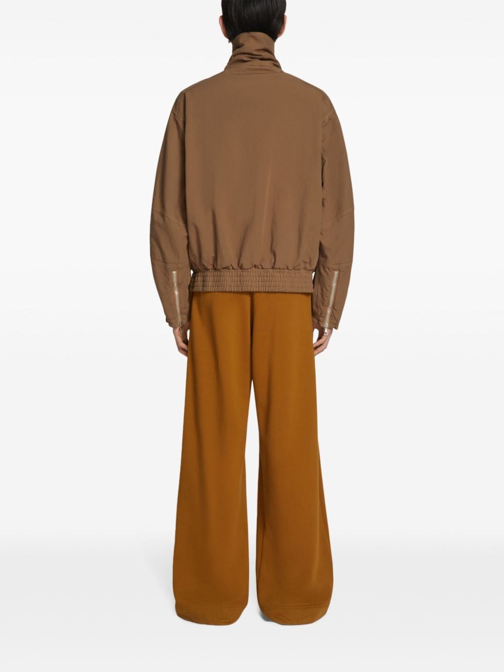 Shop Dries Van Noten Pleated Cotton Track Pants In Brown