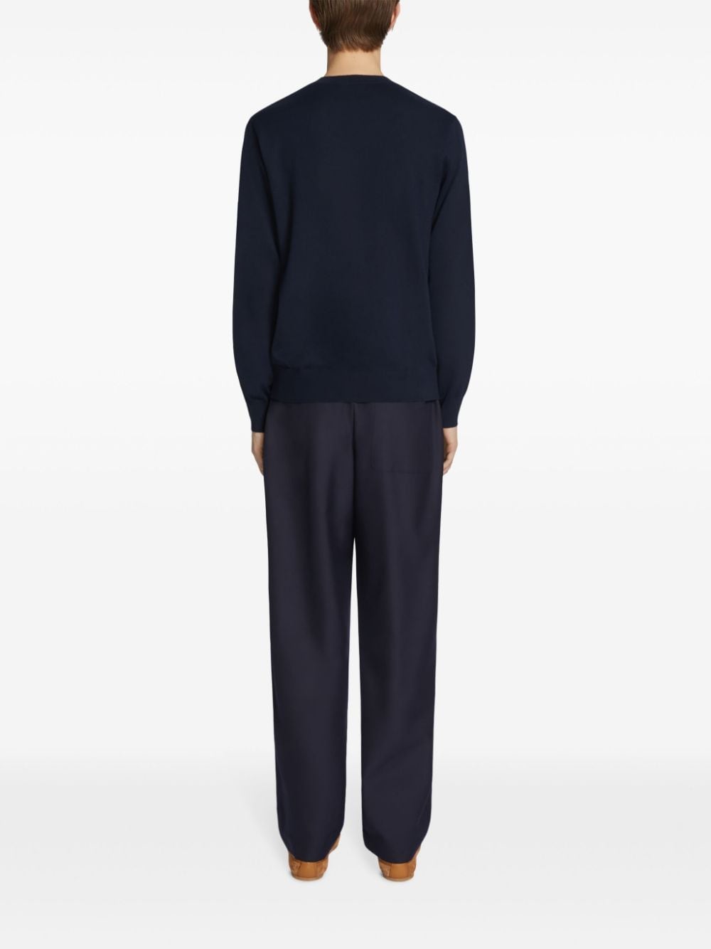 Shop Dries Van Noten Fine-knit Merino-wool Jumper In Blue