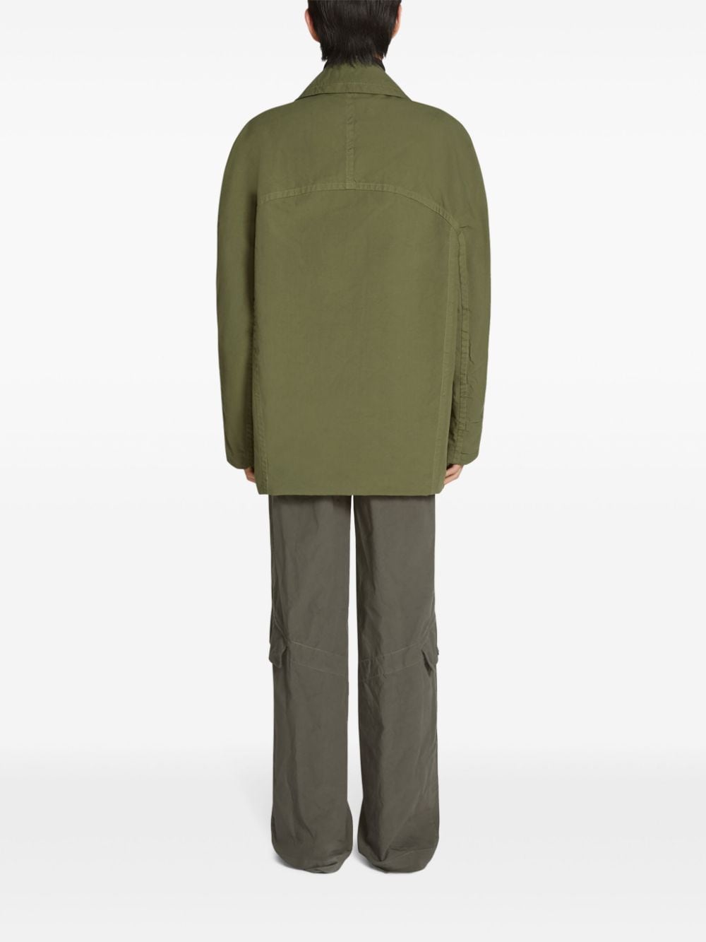 Shop Dries Van Noten Double-breasted Cotton Coat In Green