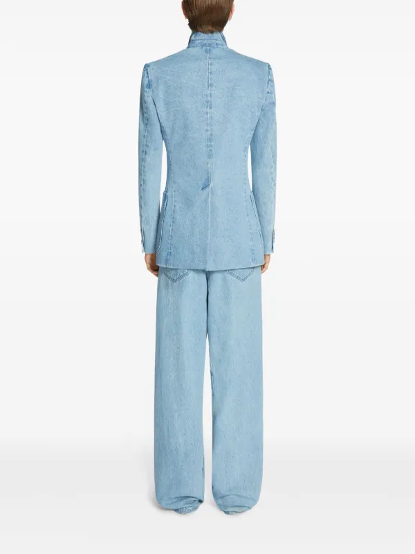 【Dries Van Noten】プリーツワイドレッグパンツ DRIES VAN NOTEN プリーツ ワイドデニムパンツ | ブルー