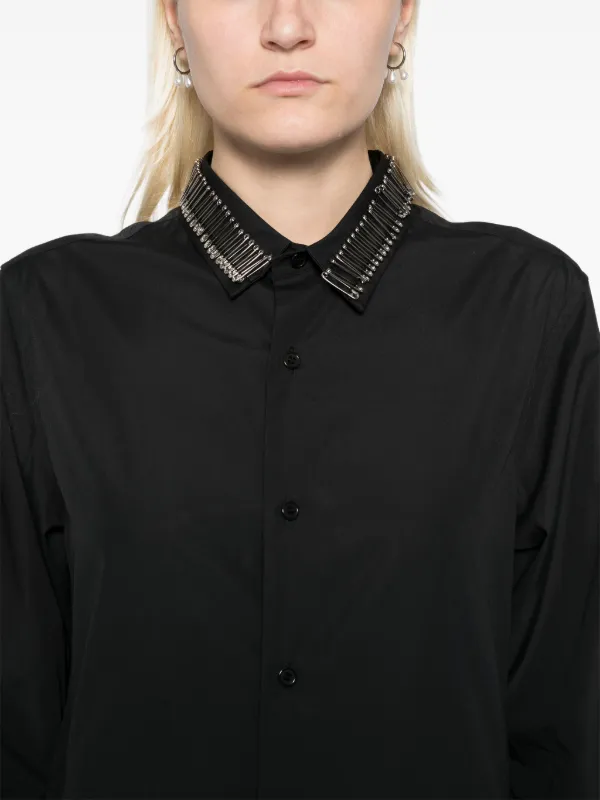 safety pin dress shirt Noir Kei Ninomiya Safety Pin Embellishment long-sleeves Shirt | Black