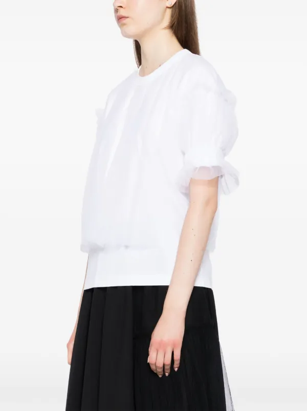 Noir Kei Ninomiya チュールスリーブ Tシャツ | ホワイト