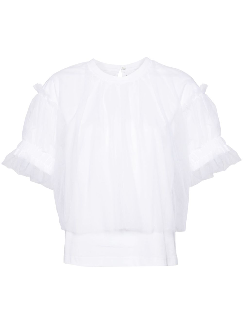 Noir Kei Ninomiya tulle-sleeved T-shirt - White