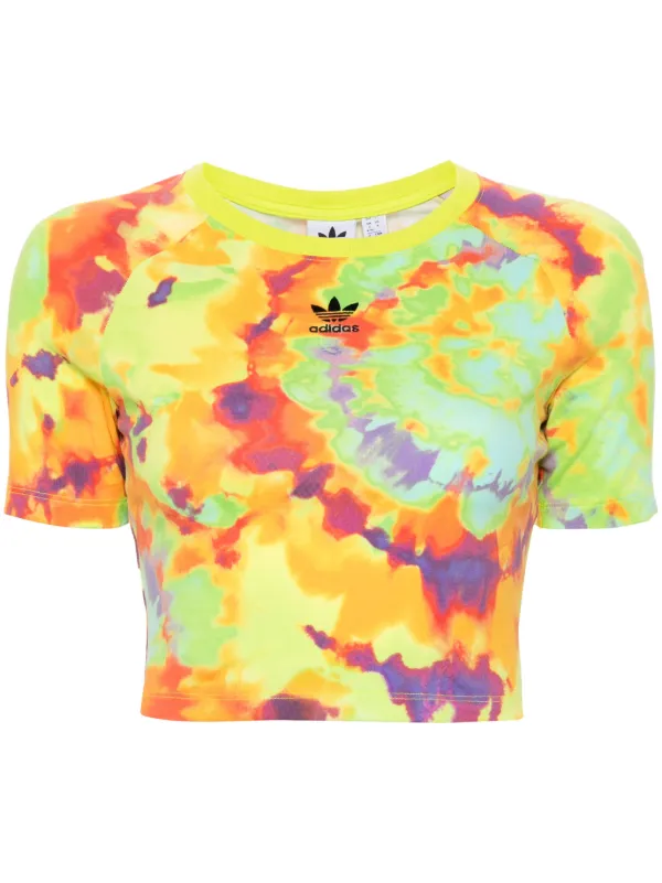 Adidas tie dye Cropped T shirt Yellow FARFETCH AO