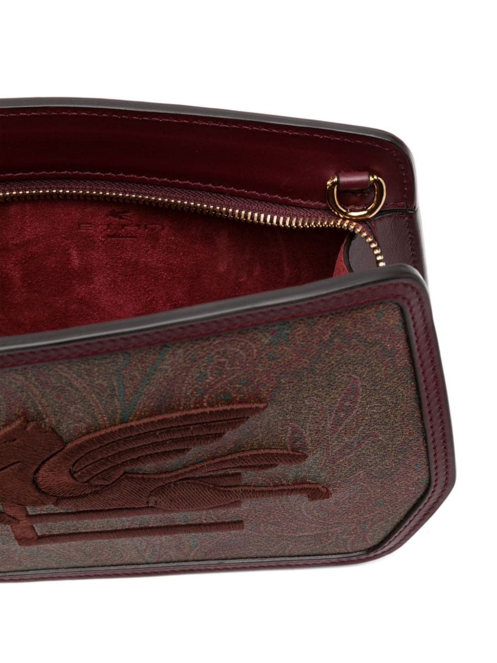 Shop Etro Essential Pegaso-embroidery Crossbody In Brown