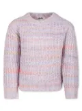 Molo stripe-pattern cable-knit jumper - Pink