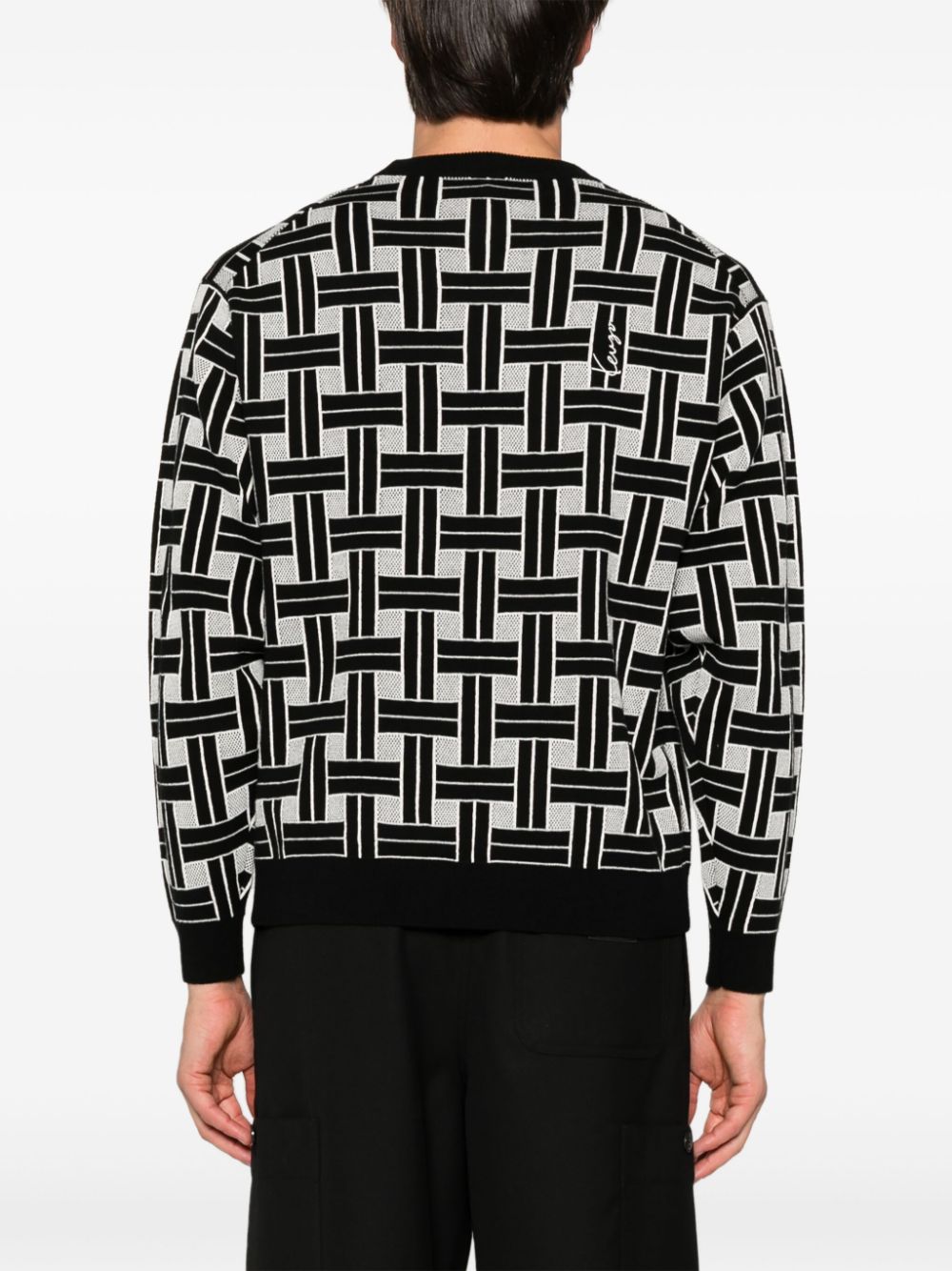 Shop Kenzo Patterned-jacquard Jumper In Black