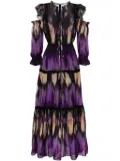 Marchesa Rosa printed cold-shoulder dress - Purple