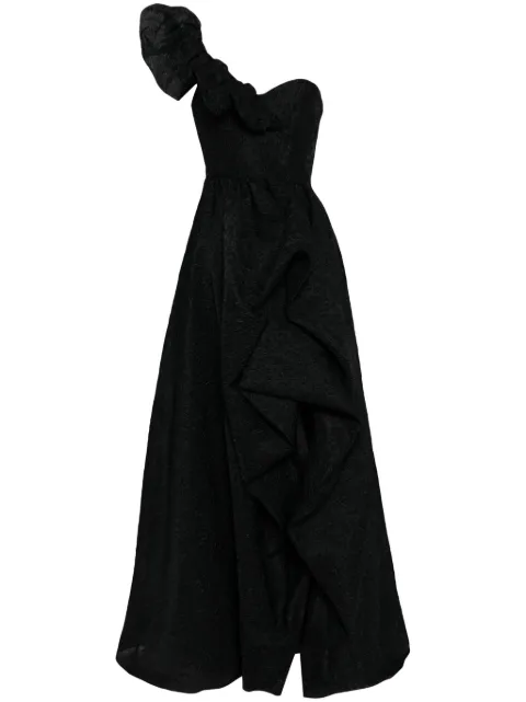 Marchesa Notte cloqué draped gown