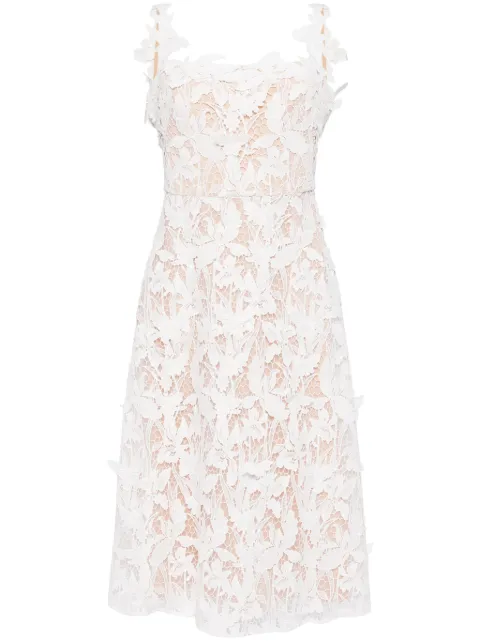 Marchesa Notte lace-detailing midi dress