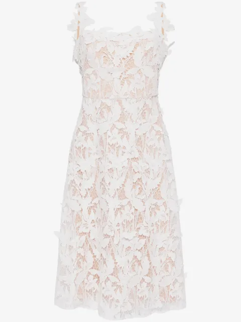 Marchesa Notte lace-detailing midi dress