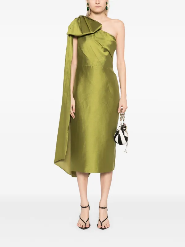 Marchesa Notte Mikado Midi Dress Green FARFETCH BH