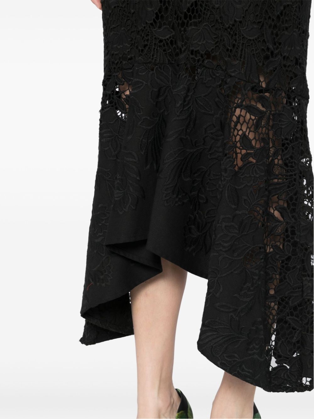 Shop Marchesa Rosa Asymmetric Lace Maxi Dress In Black