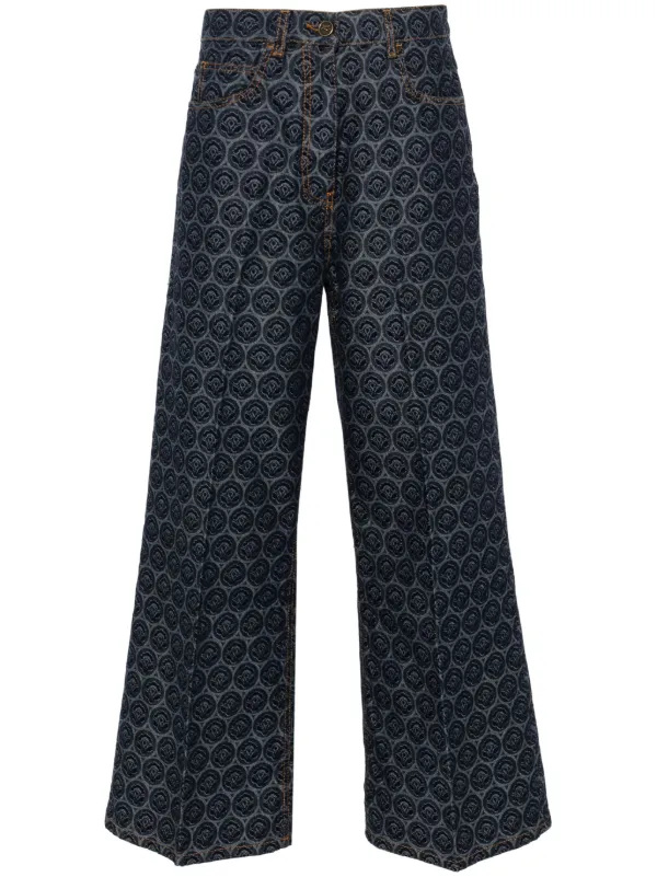 ETRO ハイウエストロゴパッチジーンズ 【関税込】 ETRO ロゴパッチ ジーンズ | ブルー | FARFETCH JP