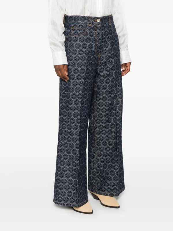 ETRO ハイウエストロゴパッチジーンズ 【関税込】 ETRO ロゴパッチ ジーンズ | ブルー | FARFETCH JP