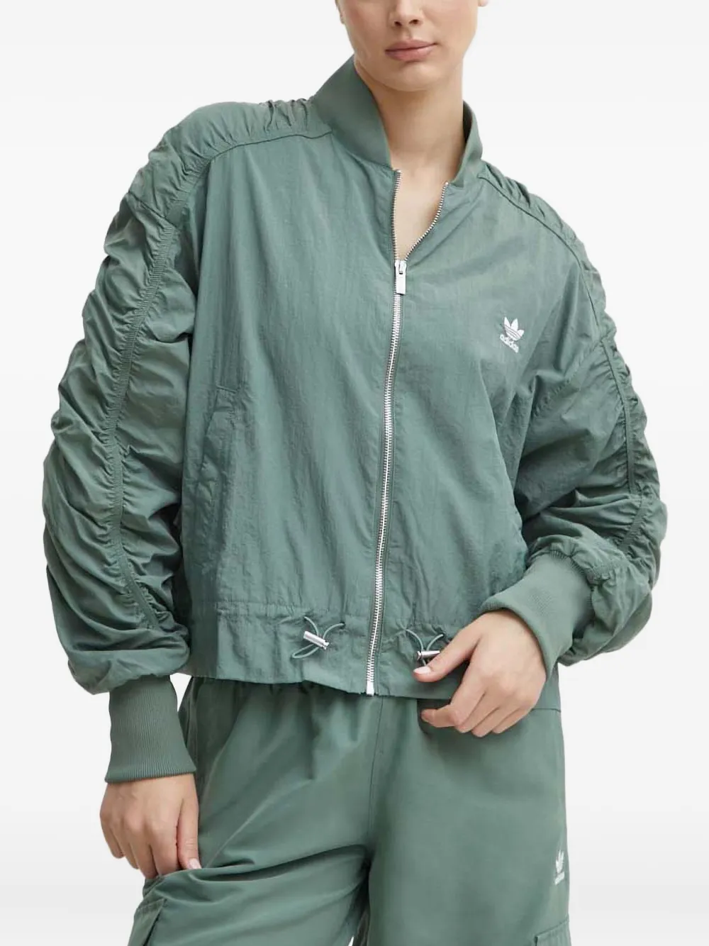 adidas gathered-sleeve bomber jacket | Green | Image 1