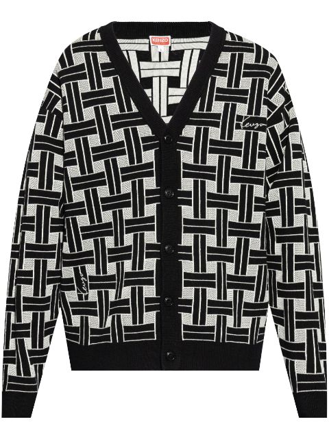 Kenzo geometric-intarsia V-neck cardigan Men