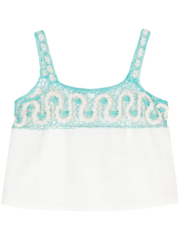 Bode Ripple Lace Tank Top in White