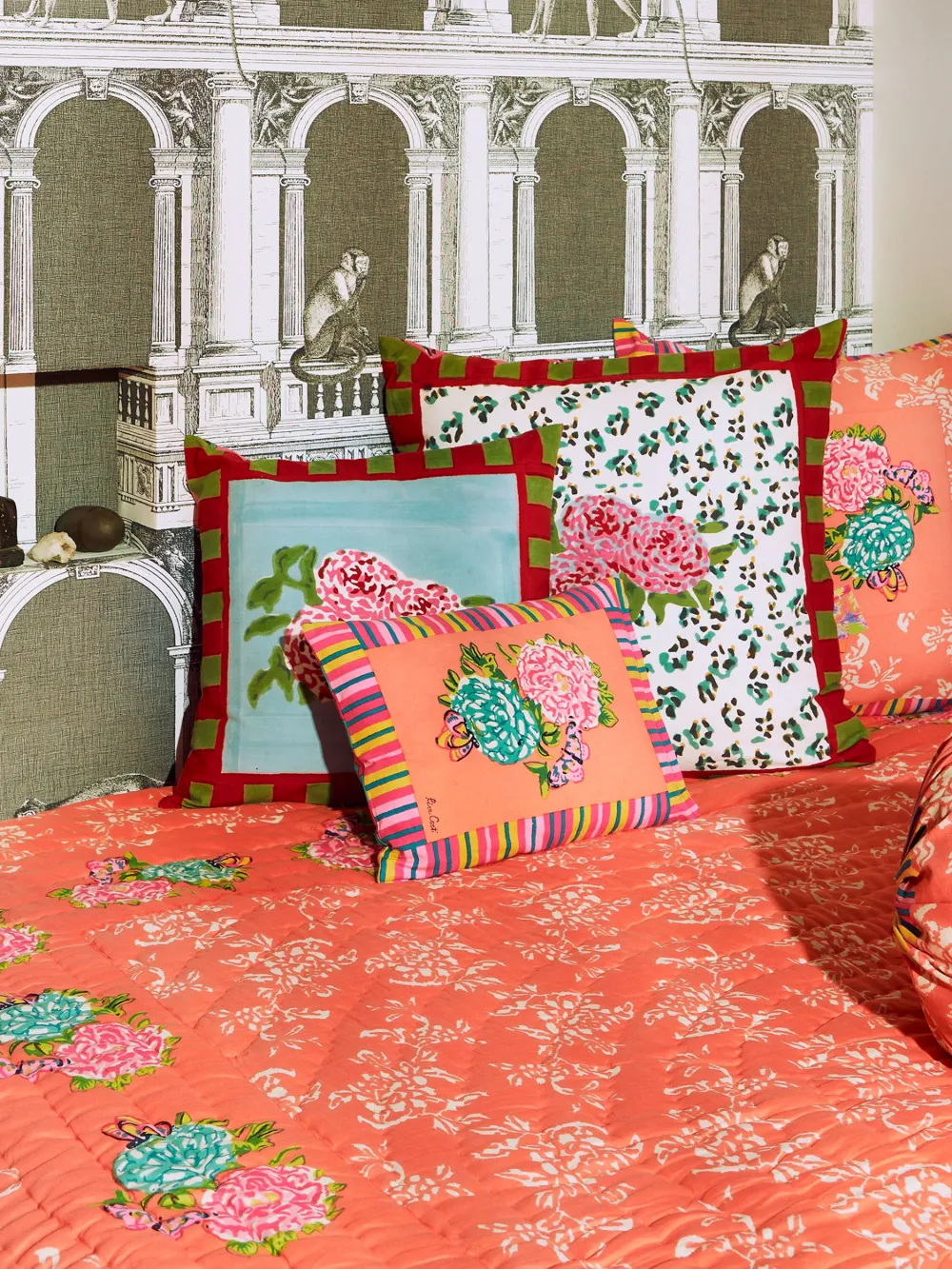 Lisa Corti Medium Kandem Queen Cushion (60cm X 60cm) In Orange