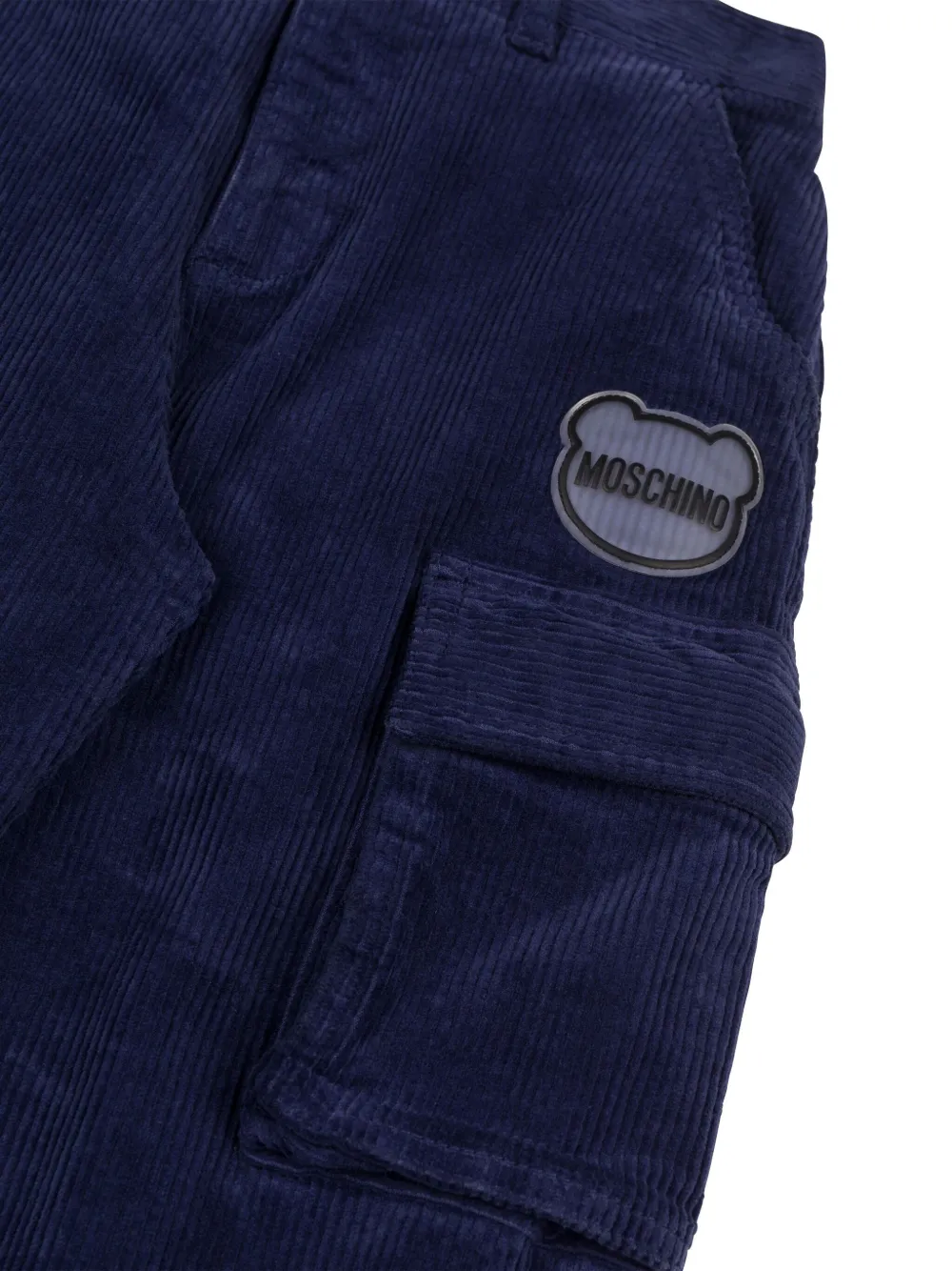 Moschino Kids Cargo broek met logo-applicatie Blauw