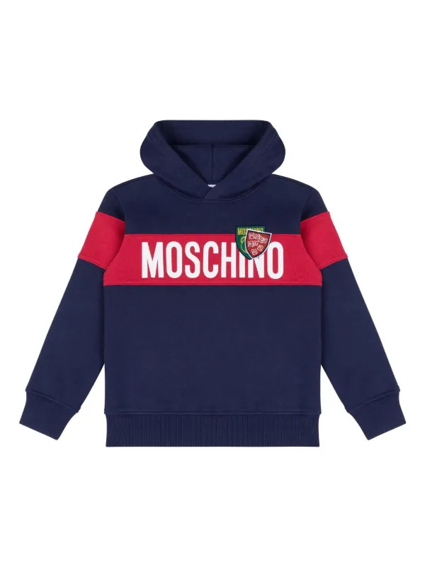 Moschino Kids logo print Hoodie Blue FARFETCH HK