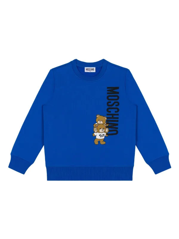 Moschino Kids Teddy Bear Motif Sweatshirt Blue FARFETCH AE