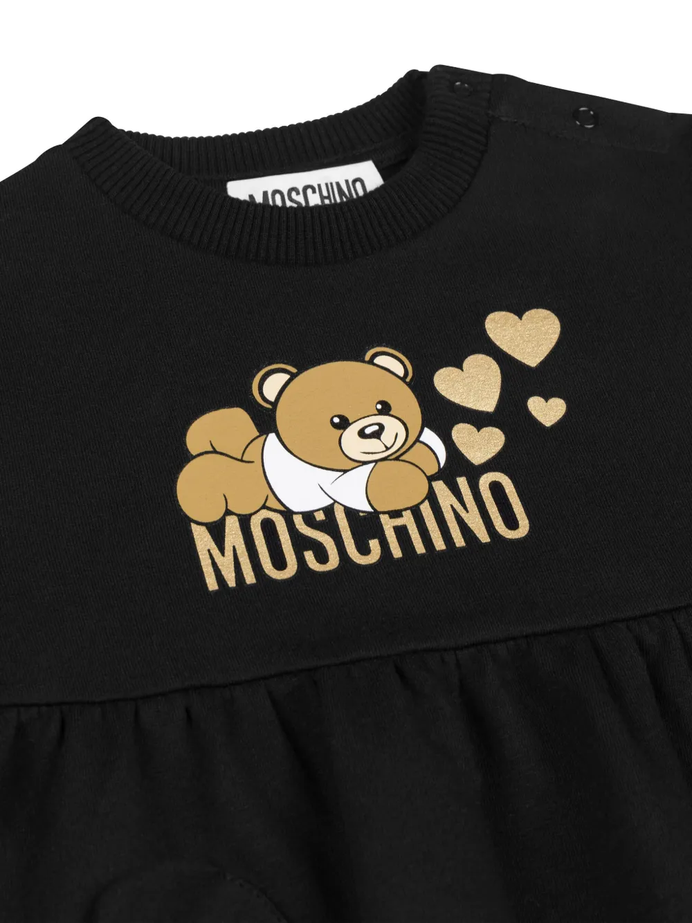 Moschino Kids Jurk met teddybeerprint Zwart