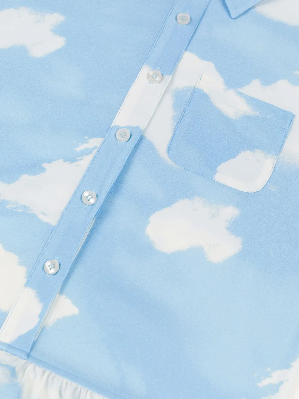 Moschino Kids Blousejurk met ruches en wolkenprint Blauw