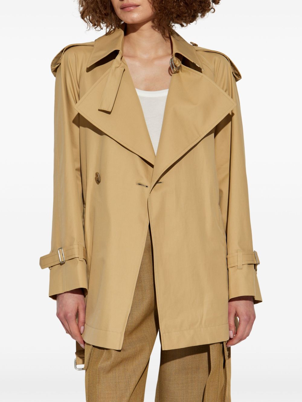 Shop Burberry Belted Trench Jacket In Nude