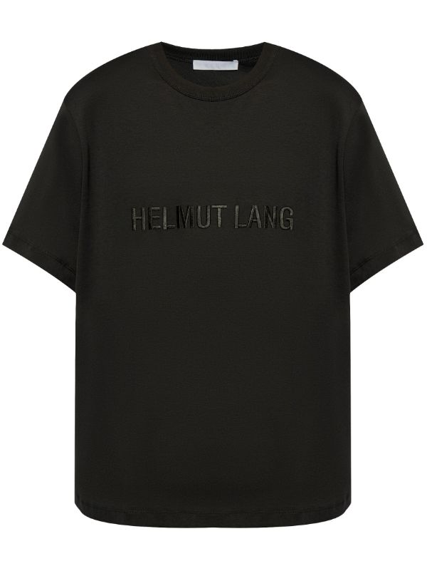 Helmut Lang Logo Embroidered Cotton T-shirt | Black | FARFETCH ID