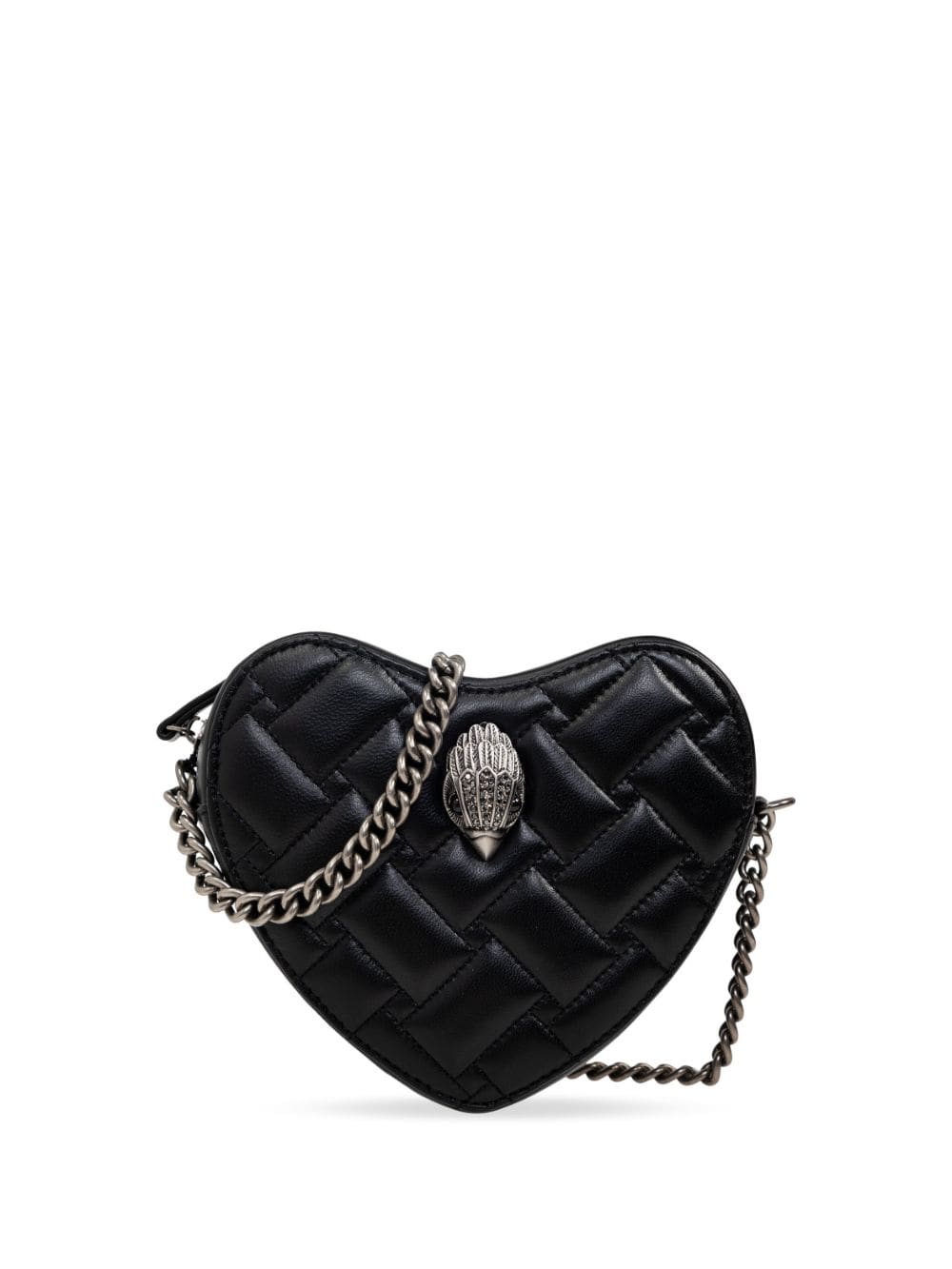 Kurt Geiger Kensington Heart Leather Crossbody Bag In Black