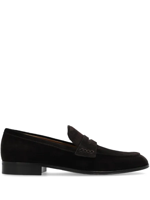Gianvito Rossi George Penny-slot Suede Loafers in Brown