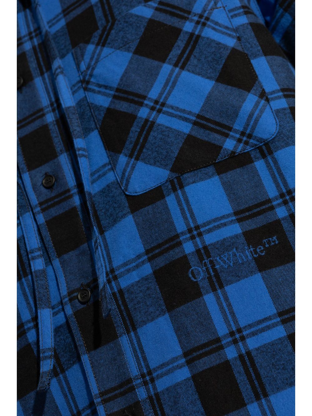 Off-White logo-embroidered hooded check shirt Men