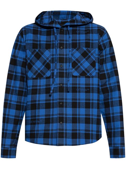 Off-White logo-embroidered hooded check shirt Men