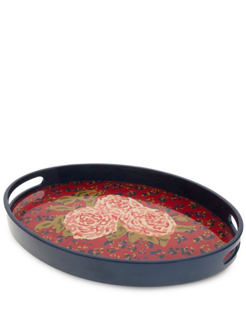 Lisa Corti Leopard Flower wood tray (24cm)