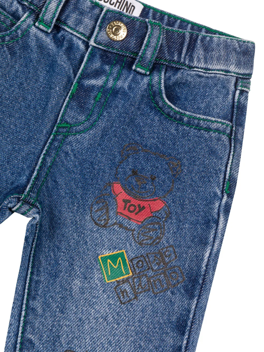 Moschino Kids Teddy Bear katoenen jeans Blauw