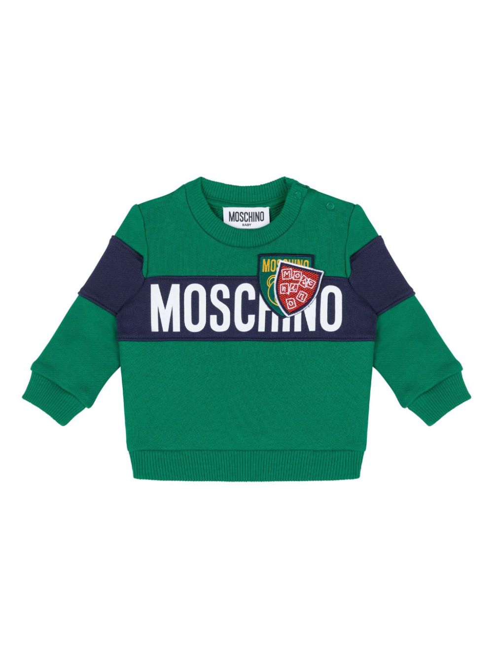 Shop Moschino Logo-print Cotton Sweatshirt In Green