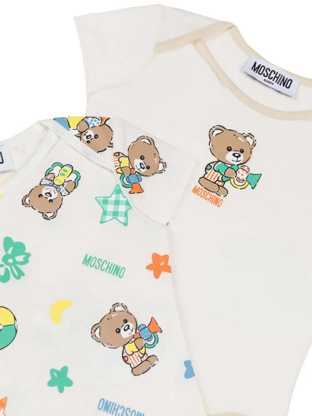 Moschino Kids Twee babypakjes met teddybeerprint Beige