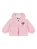 Moschino Kids faux-fur hooded zip-up jacket - Pink