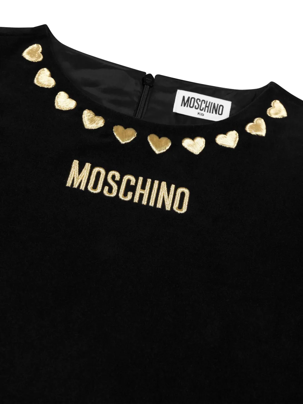 Moschino Kids Jurk met hartprint en kraag Zwart