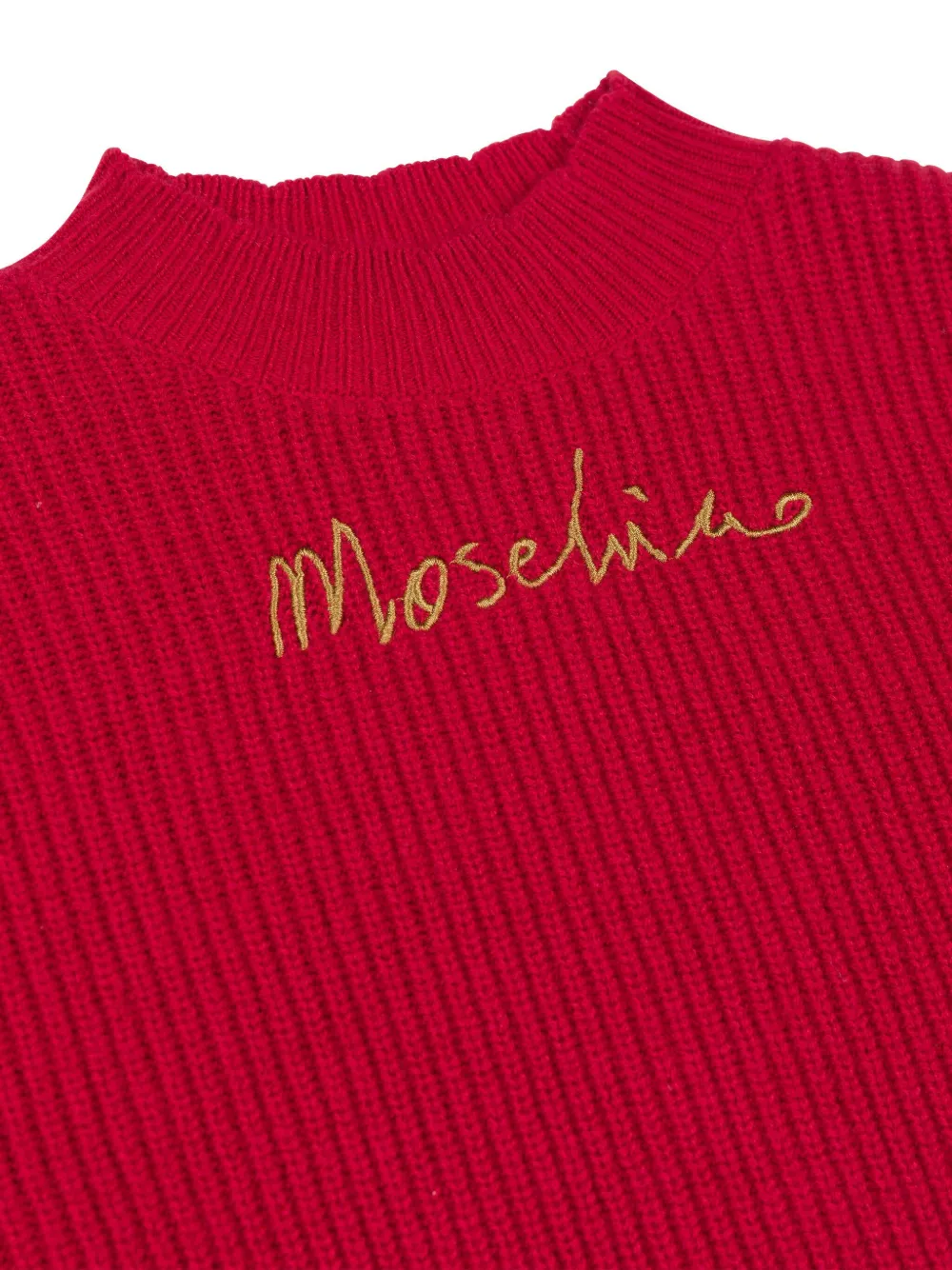 Moschino Kids Ribgebreide wollen trui Rood