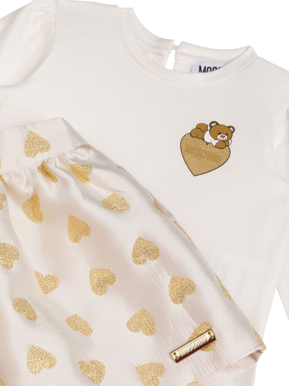 Moschino Kids Rok met hartpatroon Beige