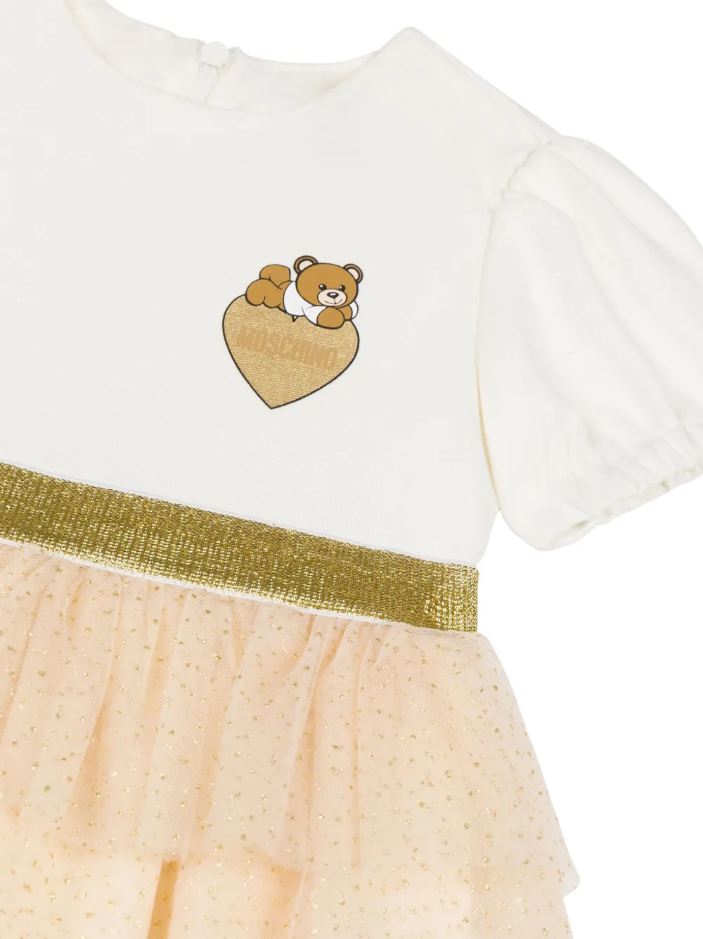 Moschino Kids Jurk met teddybeerprint Wit