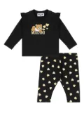 Moschino Kids Teddy Bear-print cotton trouser set - Black
