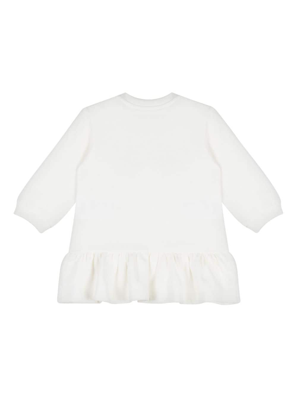 Moschino Kids Jurk met logoprint en lange mouwen - Wit