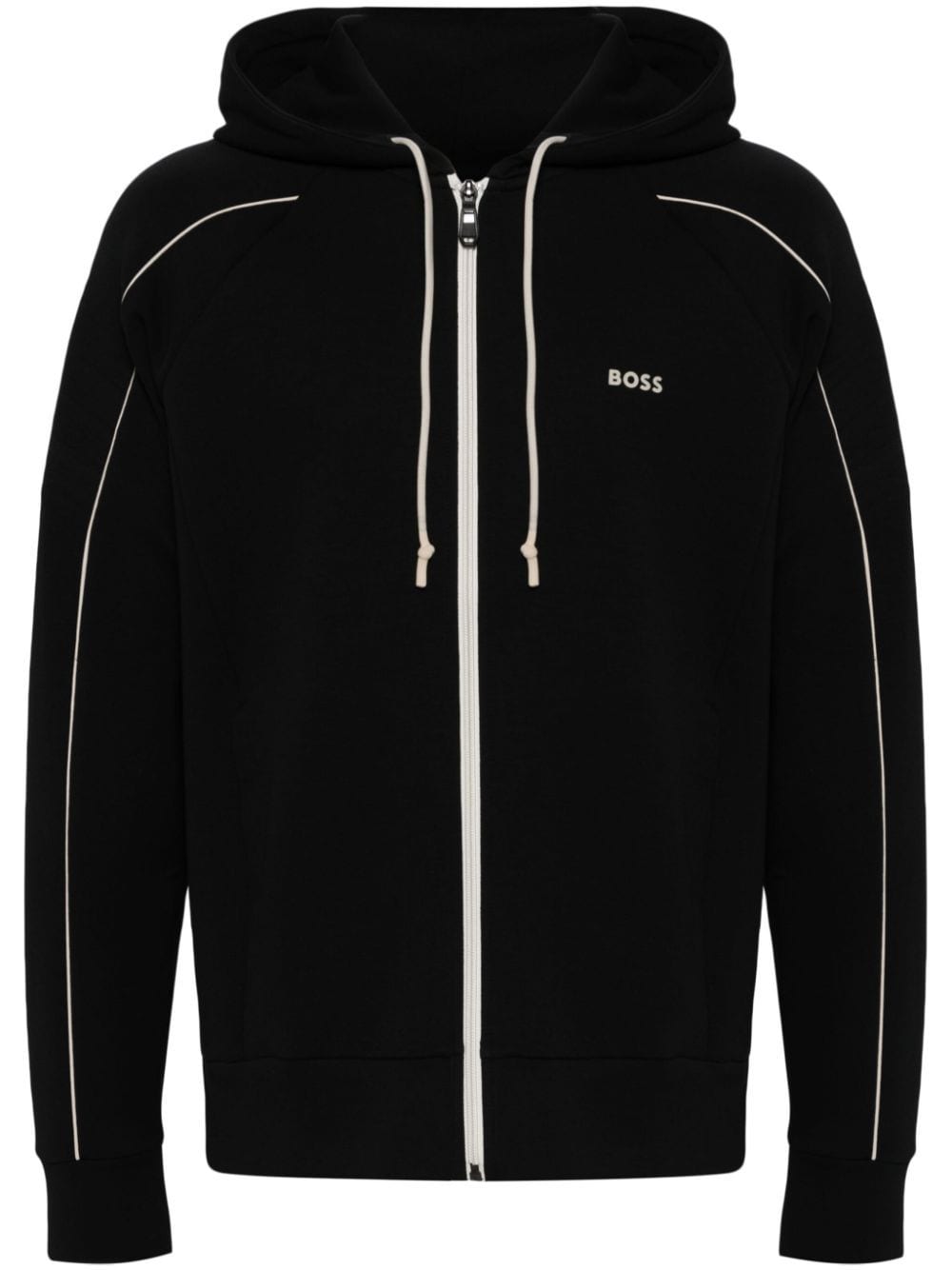 Shop Hugo Boss Logo-print Hooded Jacket In Black