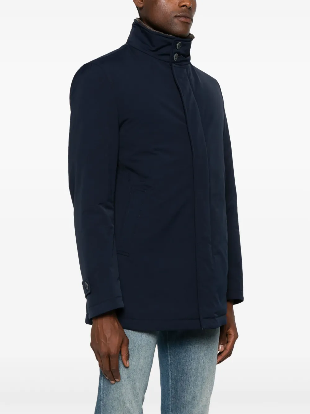 Herno Gewatteerde jas met voering van imitatiebont Blauw