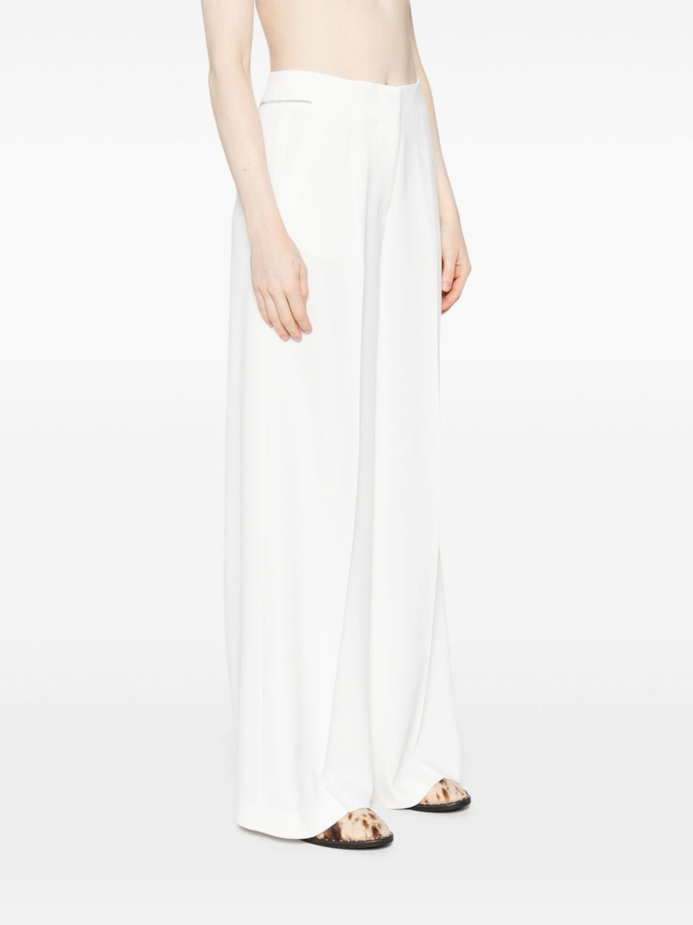 Shop Peserico Crepe Wide-leg Trousers In White